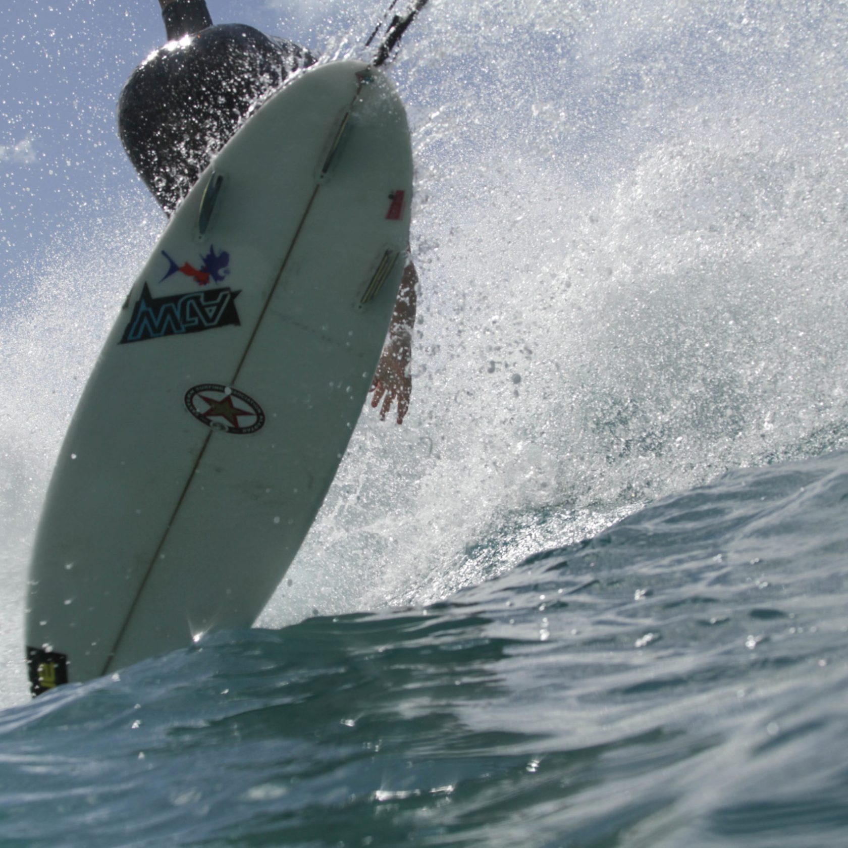 a man riding a wave on a surfboard in the water